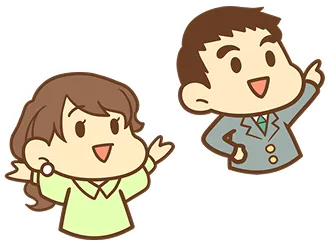 指さすリーマンくんとOLちゃん